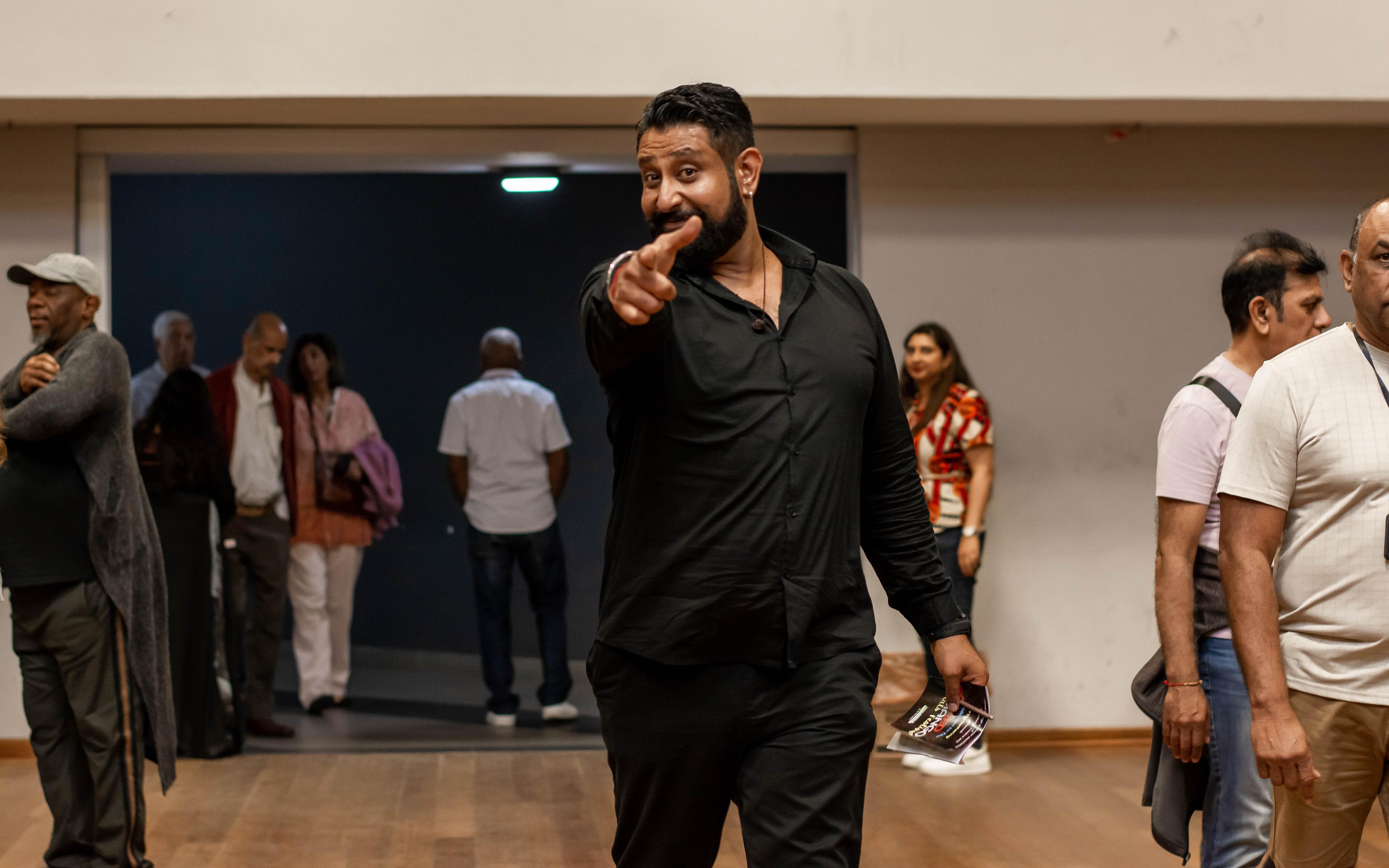Festival performer in all black